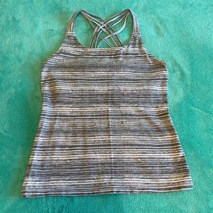 Gray White & Black Sports Bra Top